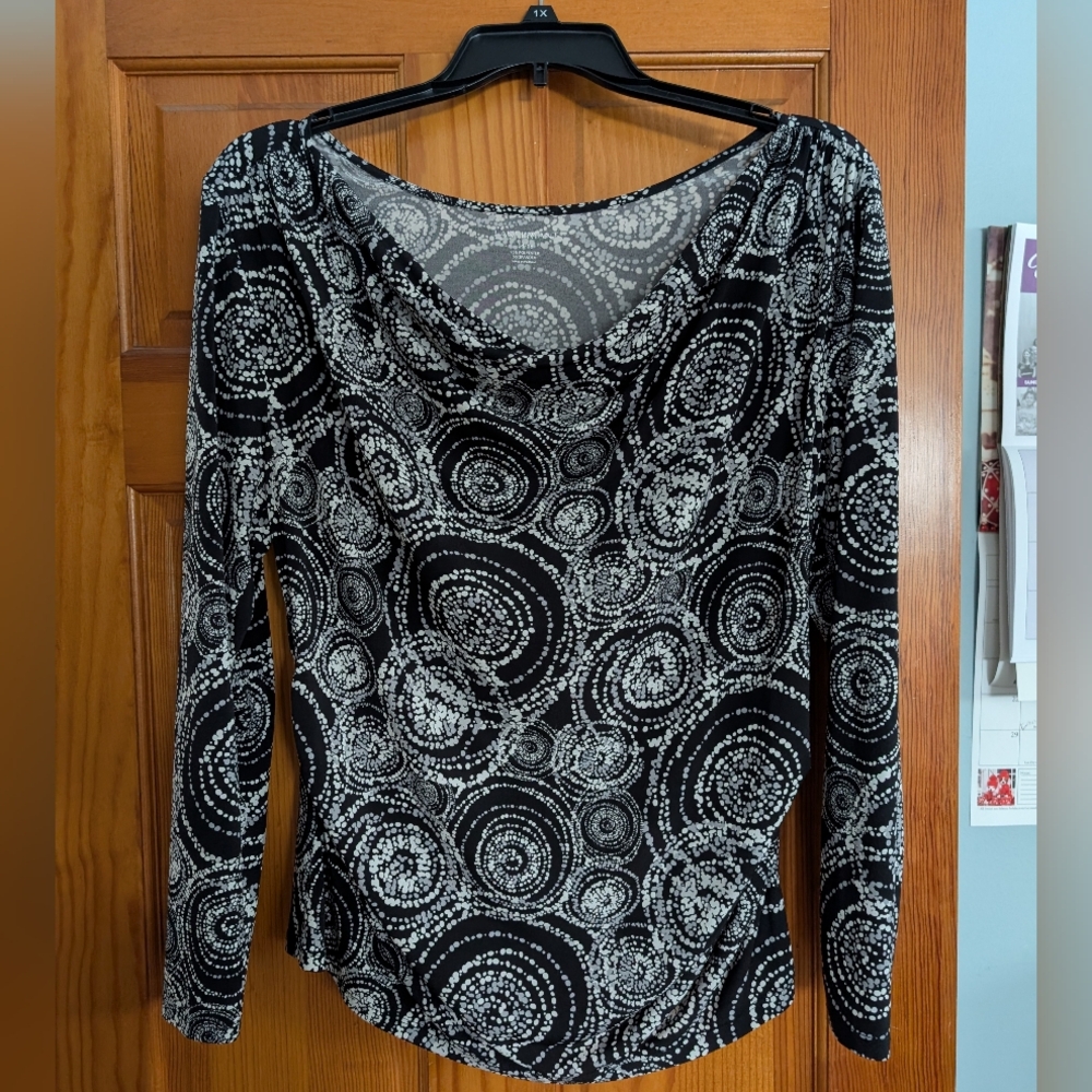 Lane Bryant Black and White Spiral Blouse
